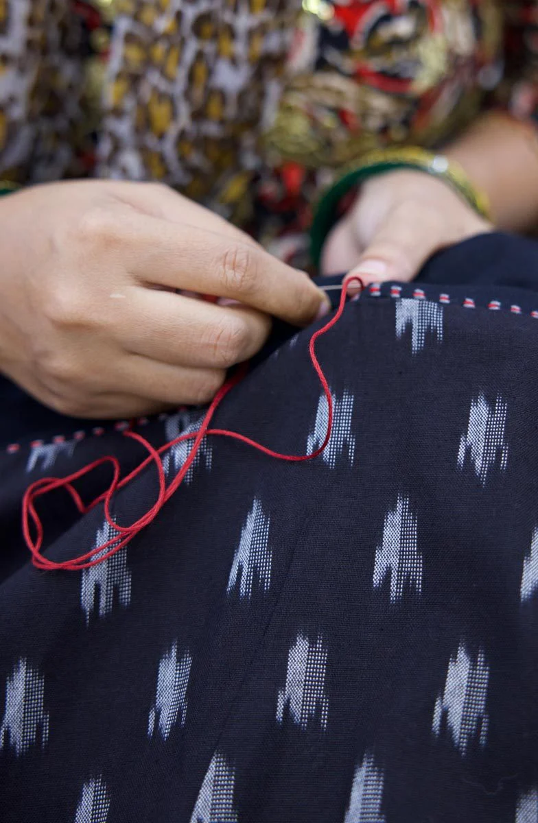 Dhulia Ikat Drawstring Lantern-Leg Pant - Black - Image 6