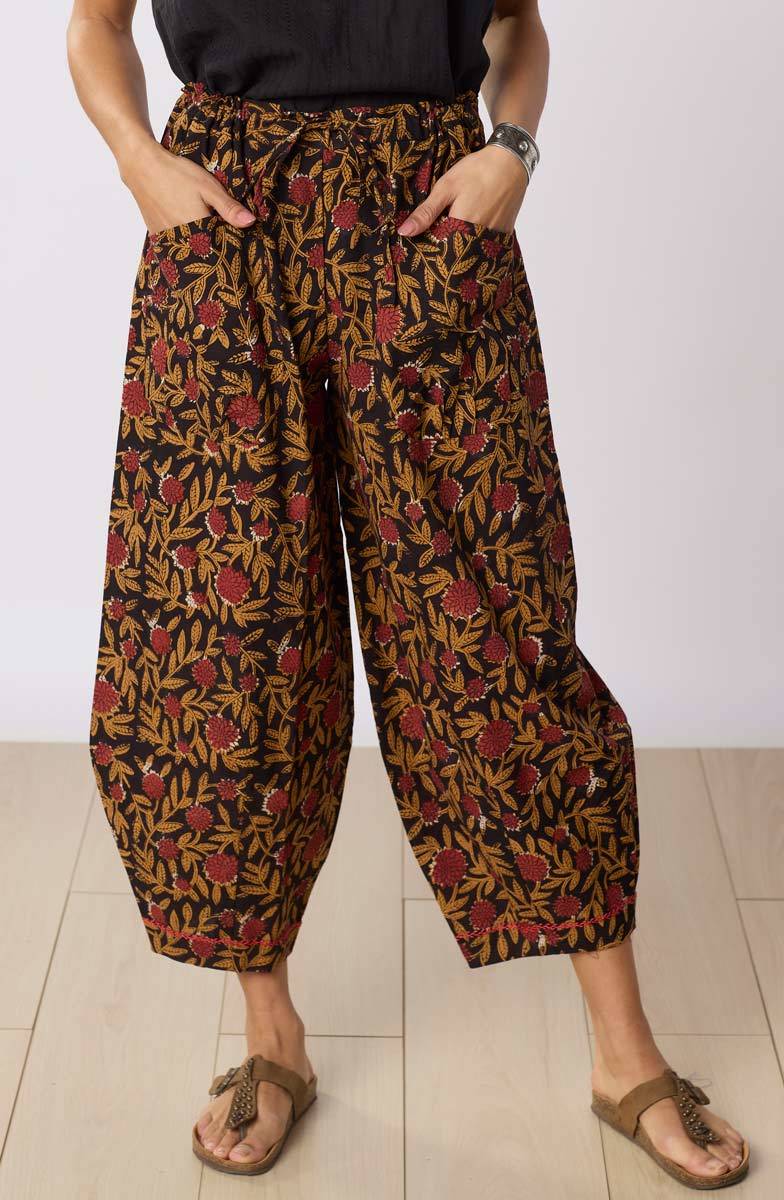 Dhulia Drawstring Lantern-Leg Pant - Black/Multi - Image 3