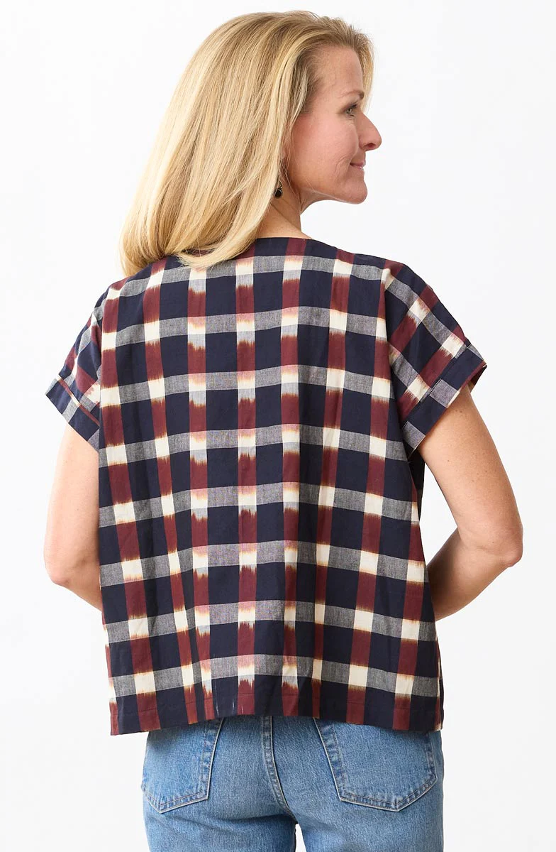 Durita Ikat Button-Through Top - Black/Multi - Image 4