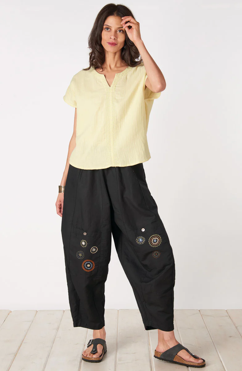 Field Linen Cotton Pull-On Lantern-Leg Pant