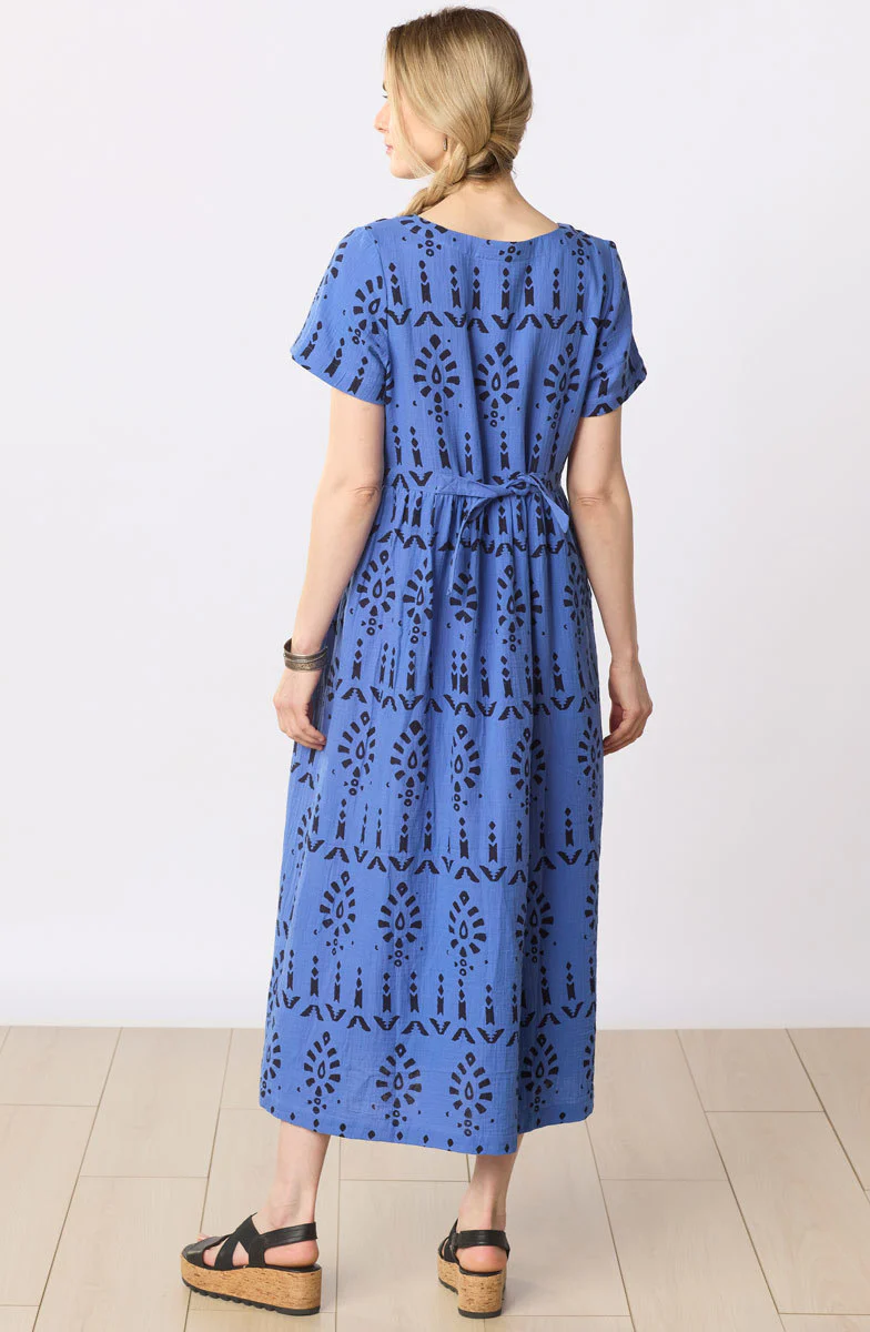 Geethali Cotton Double Gauze Scoop-Neck Maxi Dress - Lively blue/Black - Image 5