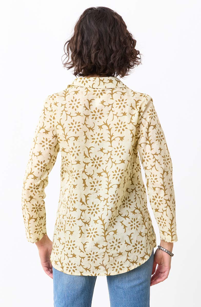 Haima Batik Print Classic Collar Shirt - Straw - Image 4