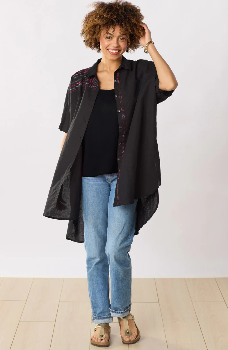 Hanifa High-Low Hem Big Shirt - Black - Image 4