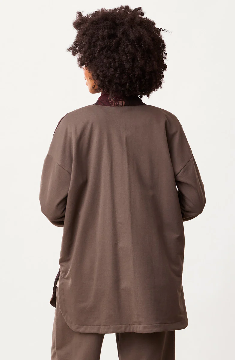 Haniya Upcycled Patchwork French Terry Jacket - Fossil/Multi - Image 5
