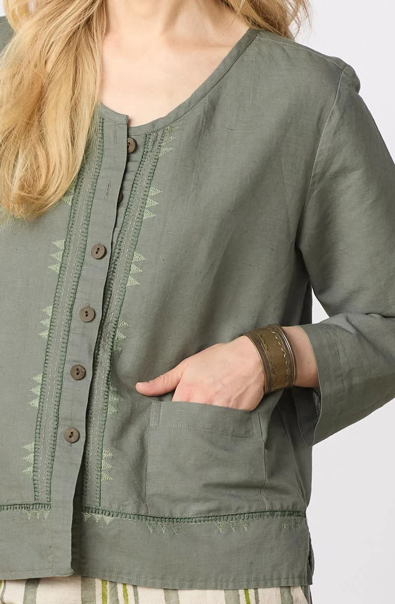 Harini Linen Cotton Boxy Jacket - Image 3