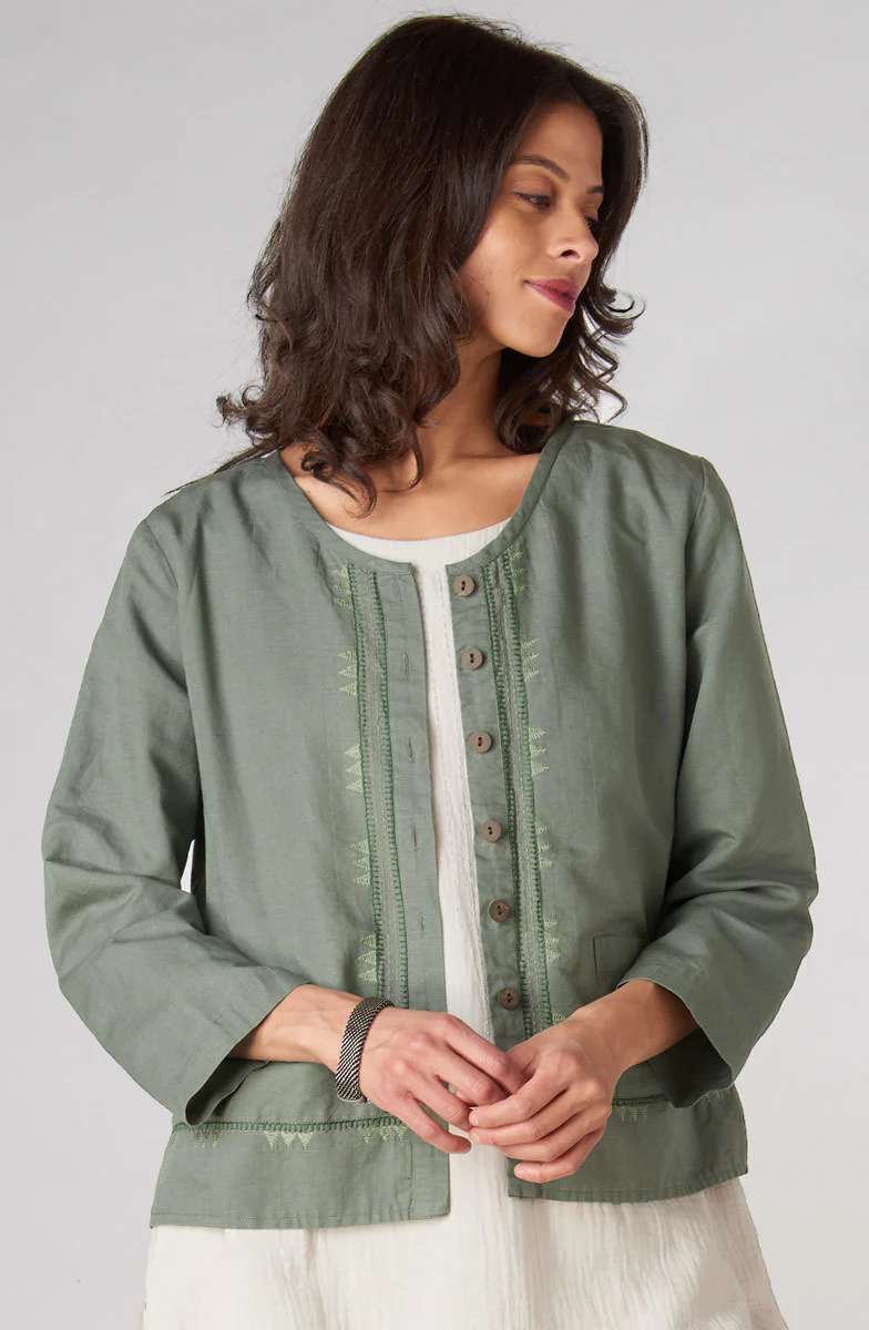 Harini Linen Cotton Boxy Jacket - Image 4