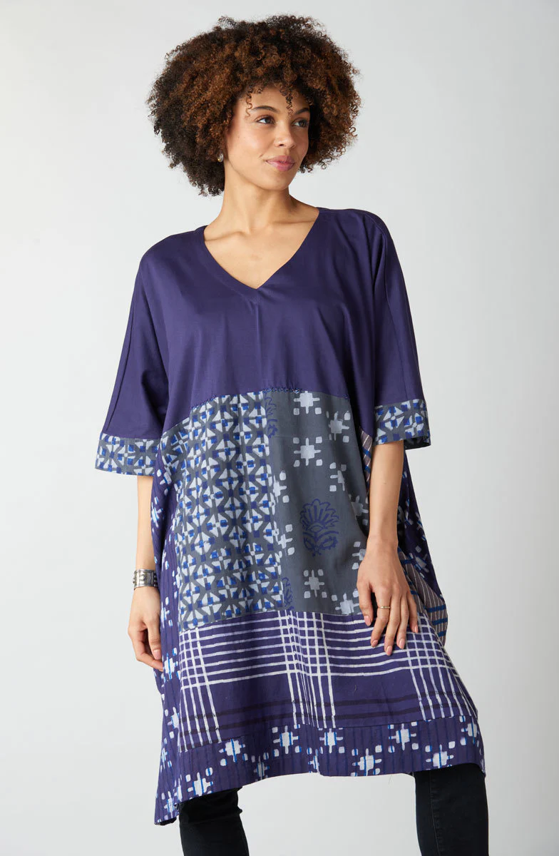 Irla Mixed Media V-Neck Kaftan Dress - Starlight/Multi - Image 2
