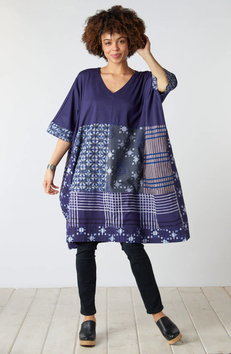 Irla Mixed Media V-Neck Kaftan Dress - Starlight/Multi - Image 3