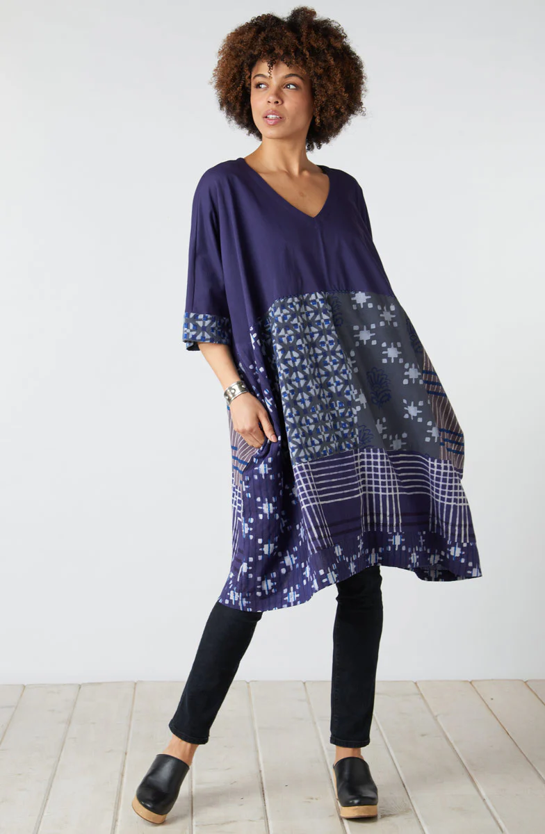 Irla Mixed Media V-Neck Kaftan Dress - Starlight/Multi - Image 4