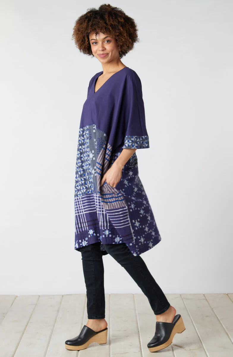 Irla Mixed Media V-Neck Kaftan Dress - Starlight/Multi - Image 5