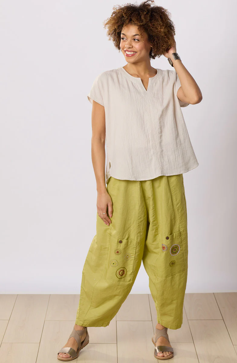 Isha Double Gauze Notch-Neck Top - Image 13