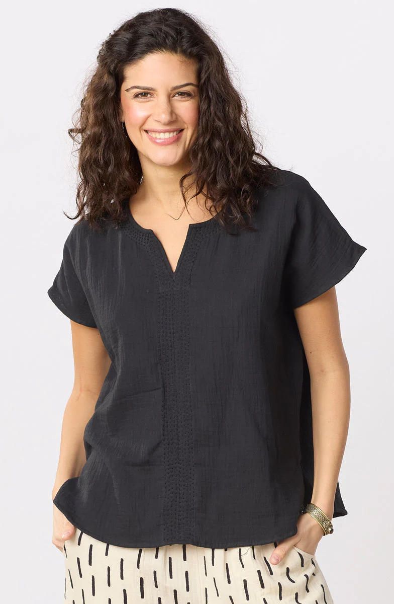 Isha Double Gauze Notch-Neck Top - Image 16