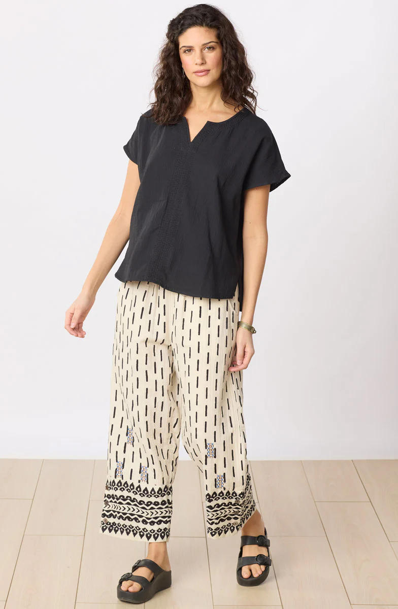 Isha Double Gauze Notch-Neck Top - Image 18