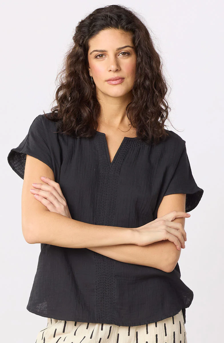 Isha Double Gauze Notch-Neck Top - Image 19