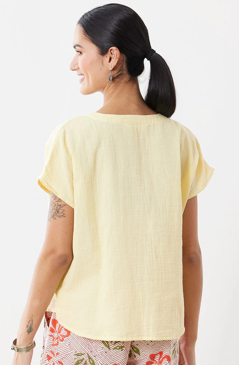 Isha Double Gauze Notch-Neck Top - Image 5