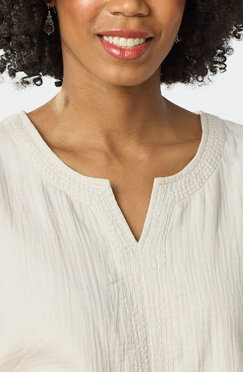 Isha Double Gauze Notch-Neck Top - Image 9