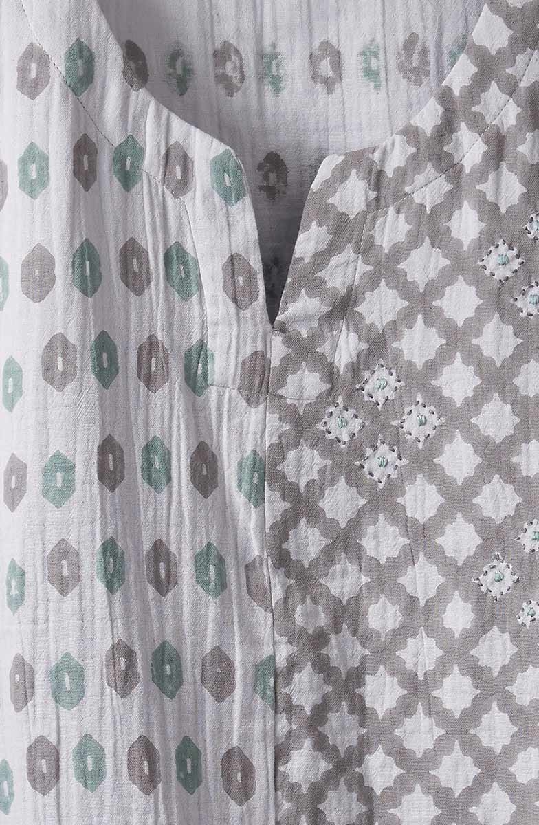 Isha Double Gauze Notch-Neck Top - Storm/Multi - Image 2
