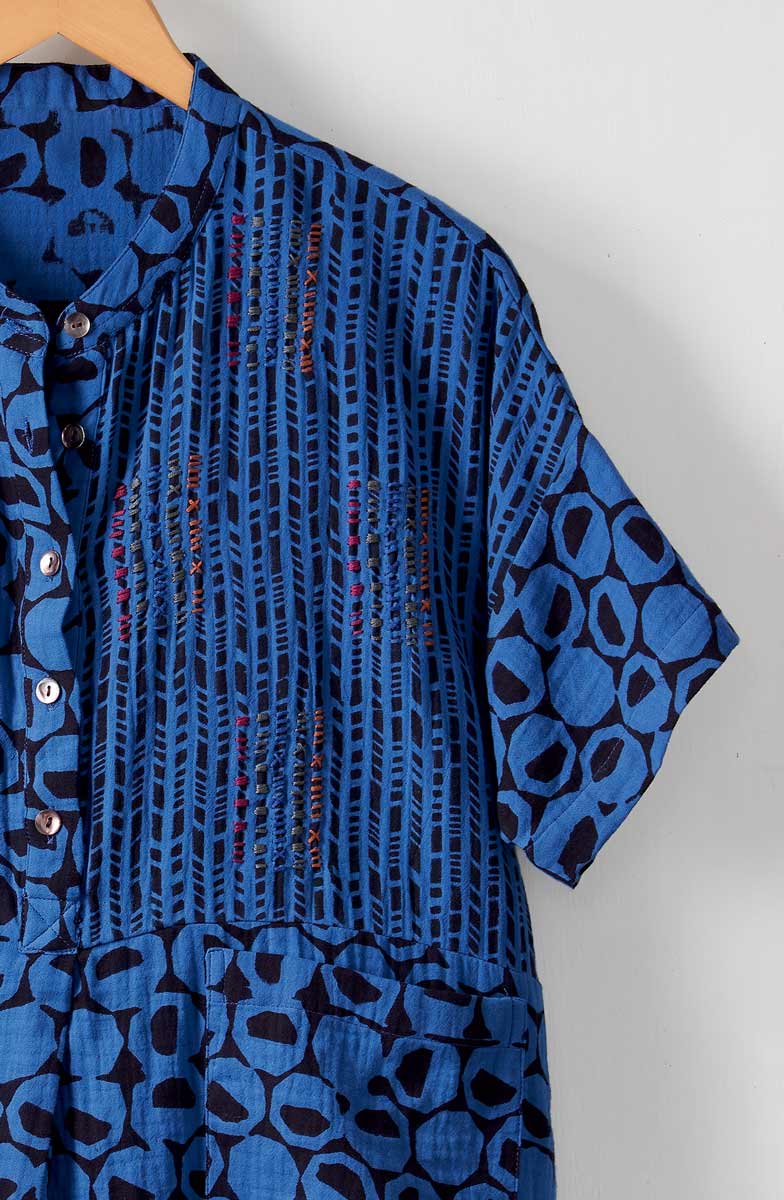 Jahnvi Double Gauze Short-Sleeve Tunic - Cobalt blue - Image 3
