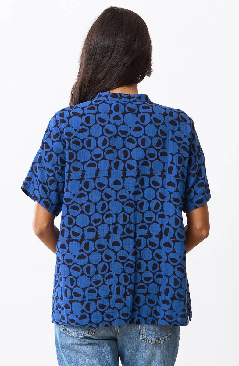 Jahnvi Double Gauze Short-Sleeve Tunic - Cobalt blue - Image 4