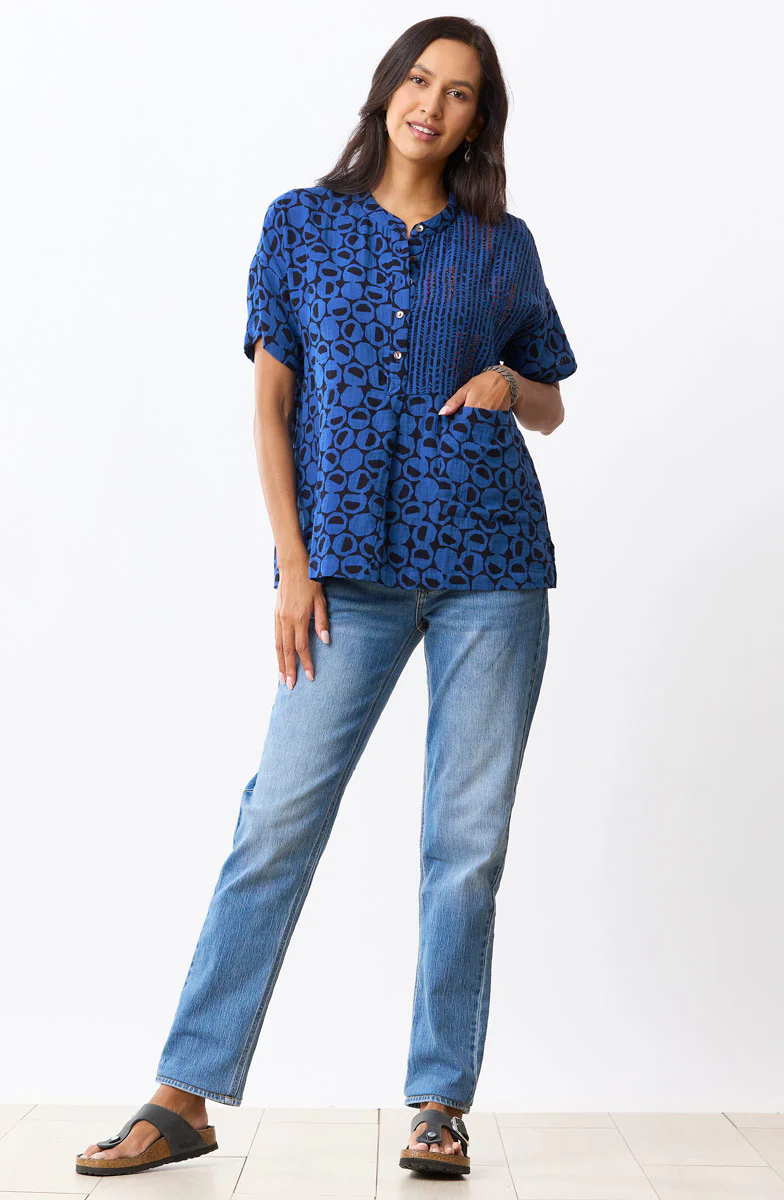 Jahnvi Double Gauze Short-Sleeve Tunic - Cobalt blue - Image 5