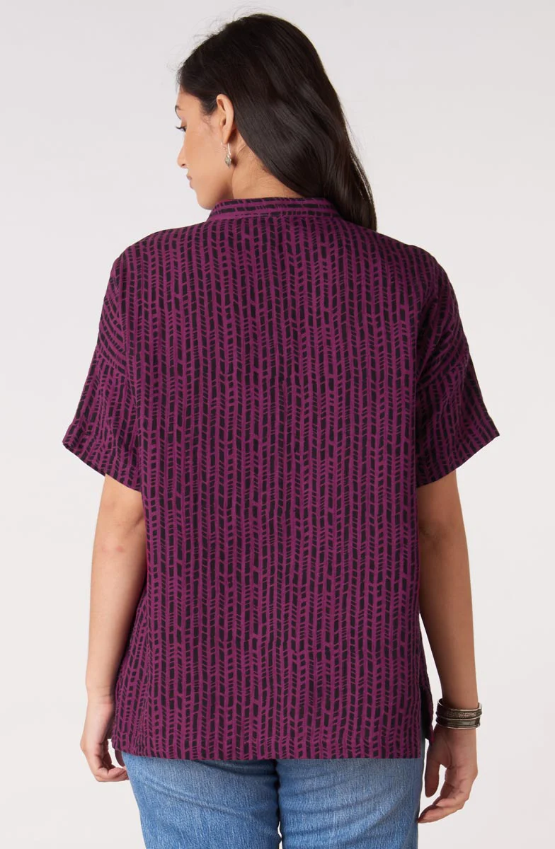 Jahnvi Double Gauze Short-Sleeve Tunic - Phlox purple - Image 4