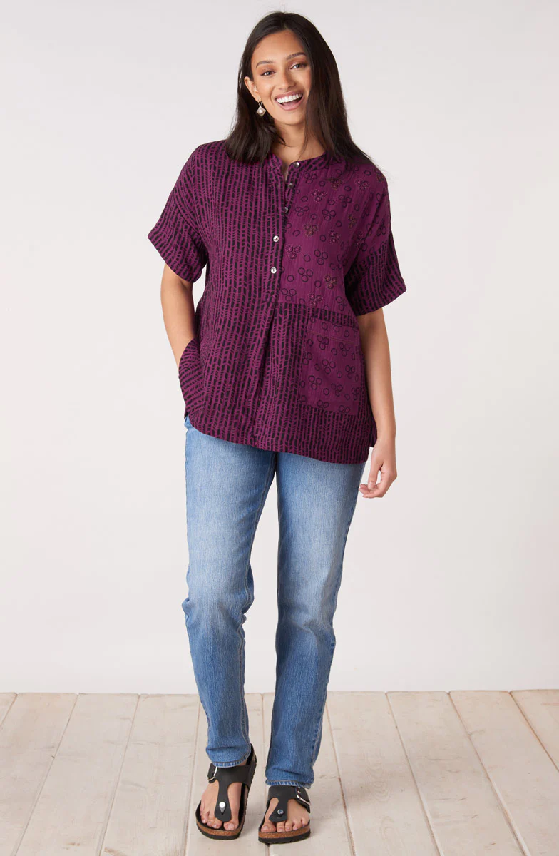 Jahnvi Double Gauze Short-Sleeve Tunic - Phlox purple - Image 5