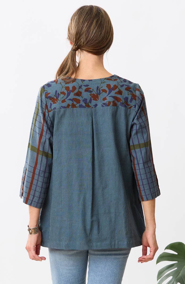 Jayati Mixed Print V-Neck Jacket - Blue/Multi - Image 2