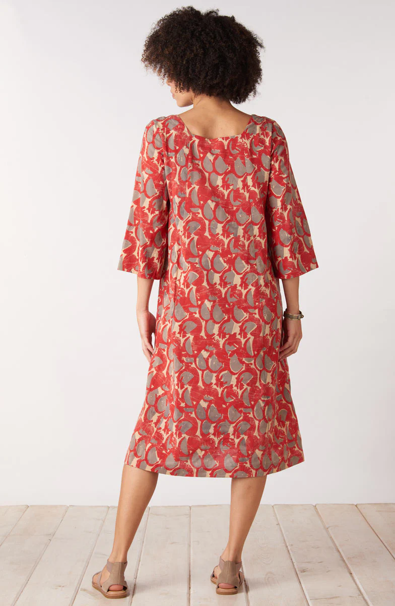 Kamini Square-Neck Midi Dress - Red/Cumin - Image 4