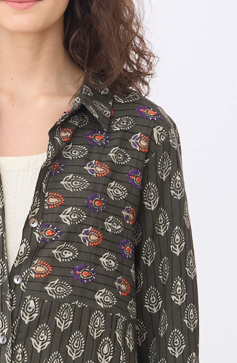 Kamya Long-Sleeve Shirtdress - Fossil - Image 3