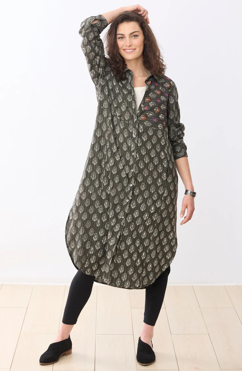 Kamya Long-Sleeve Shirtdress - Fossil - Image 4