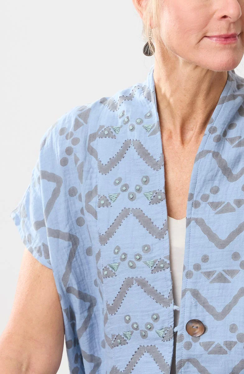 Kanai Cotton Double Gauze Jacket - Cloud blue - Image 2