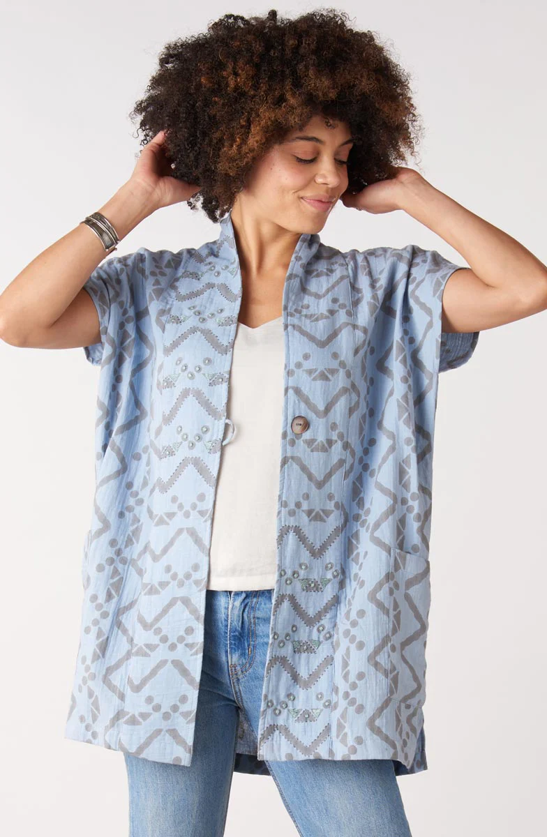 Kanai Cotton Double Gauze Jacket - Cloud blue - Image 3