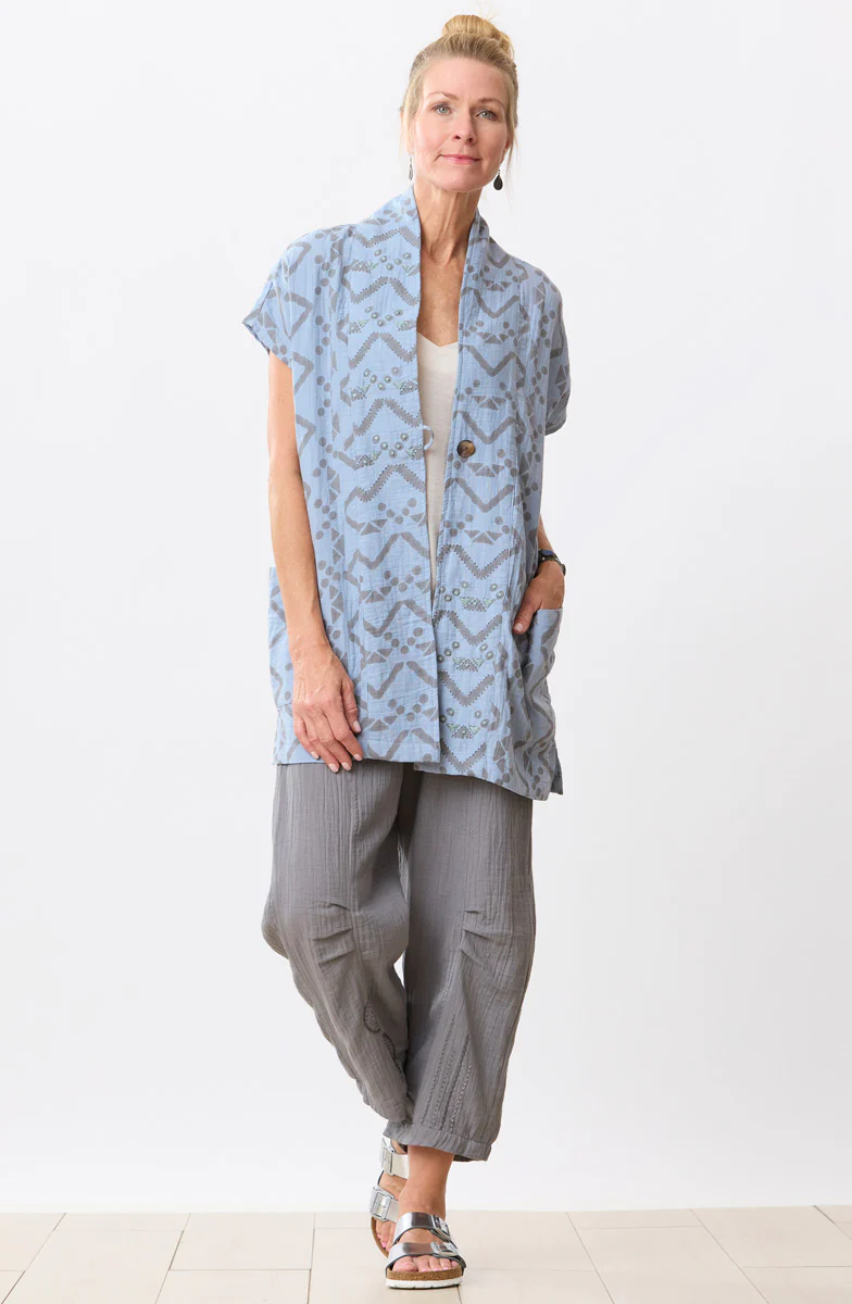 Kanai Cotton Double Gauze Jacket - Cloud blue - Image 4