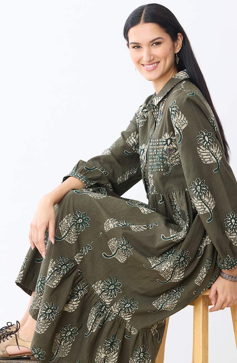 Kashmira Button-Front Maxi Shirt Dress - Fossil/Multi - Image 4