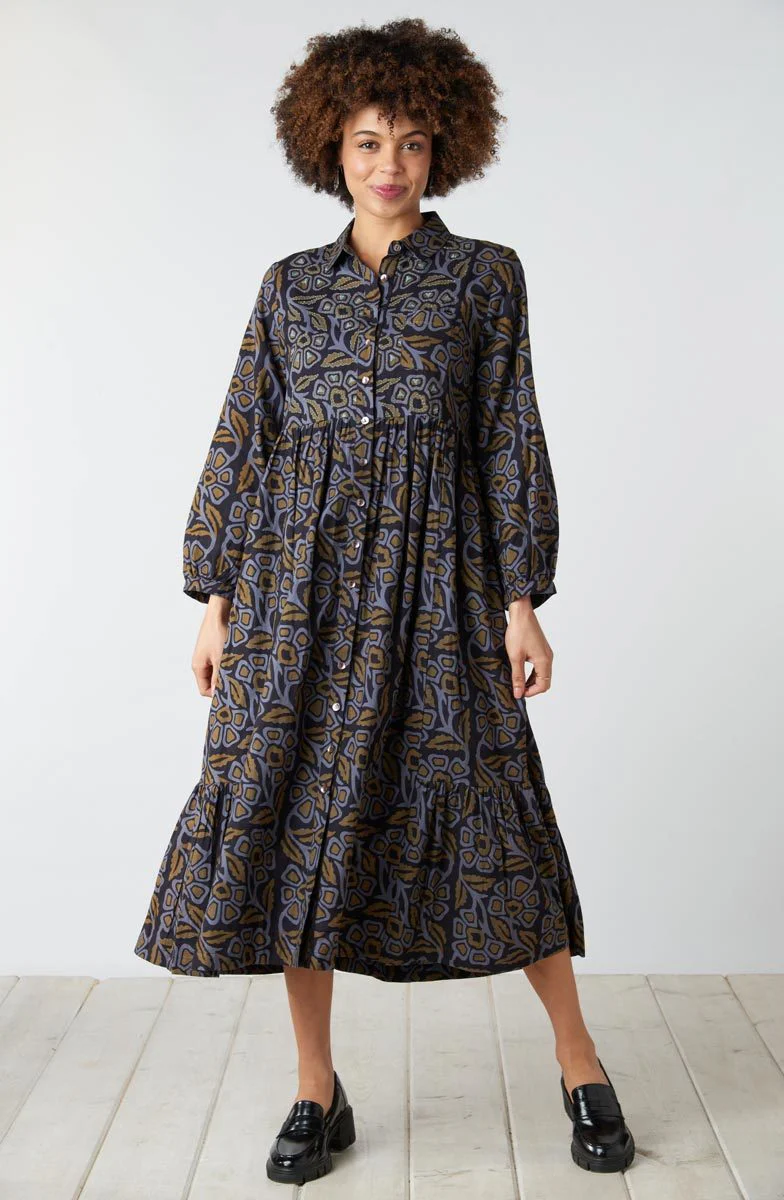 Kashmira Button-Front Maxi Shirt Dress - Black/Multi - Image 2