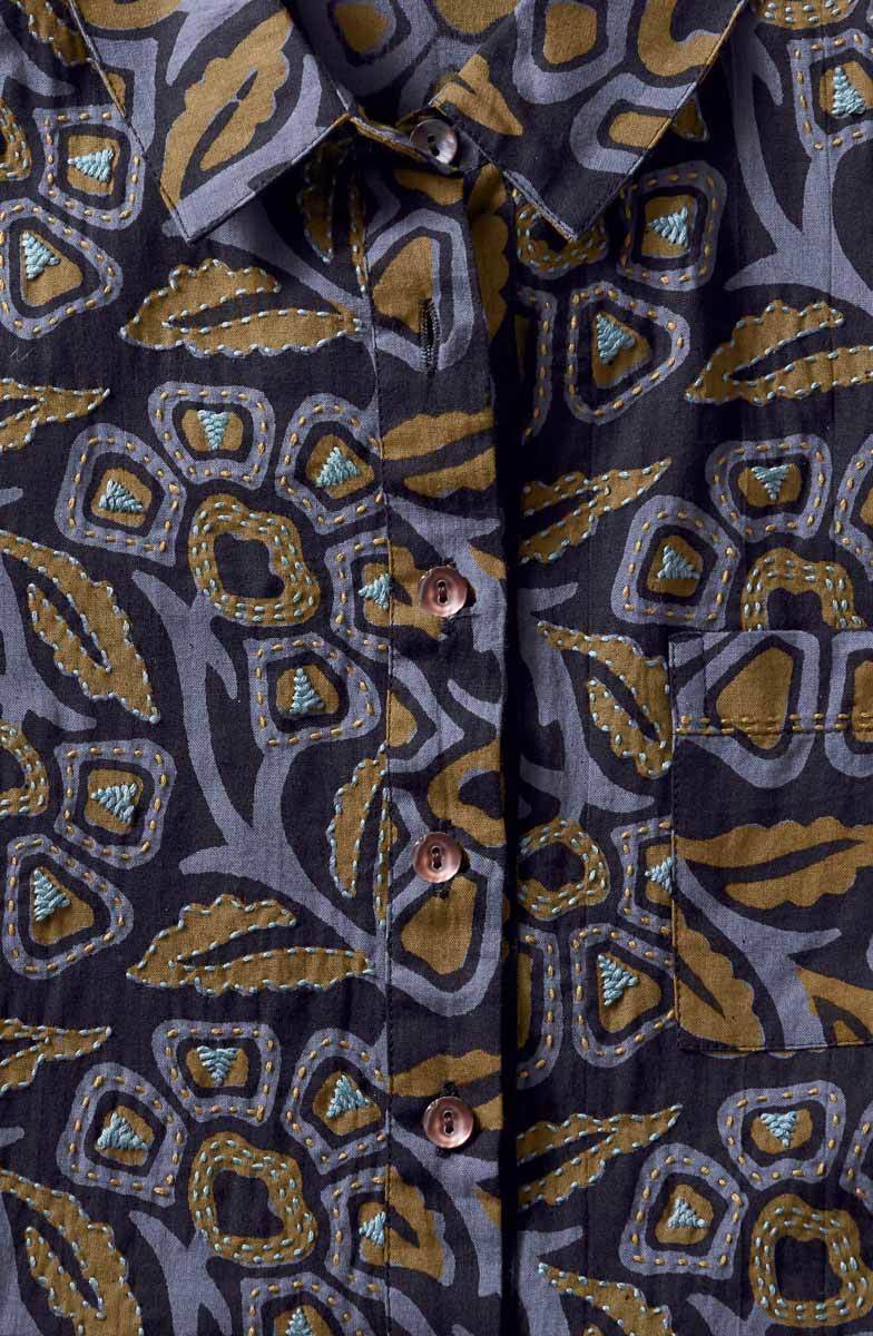 Kashmira Button-Front Maxi Shirt Dress - Black/Multi - Image 3