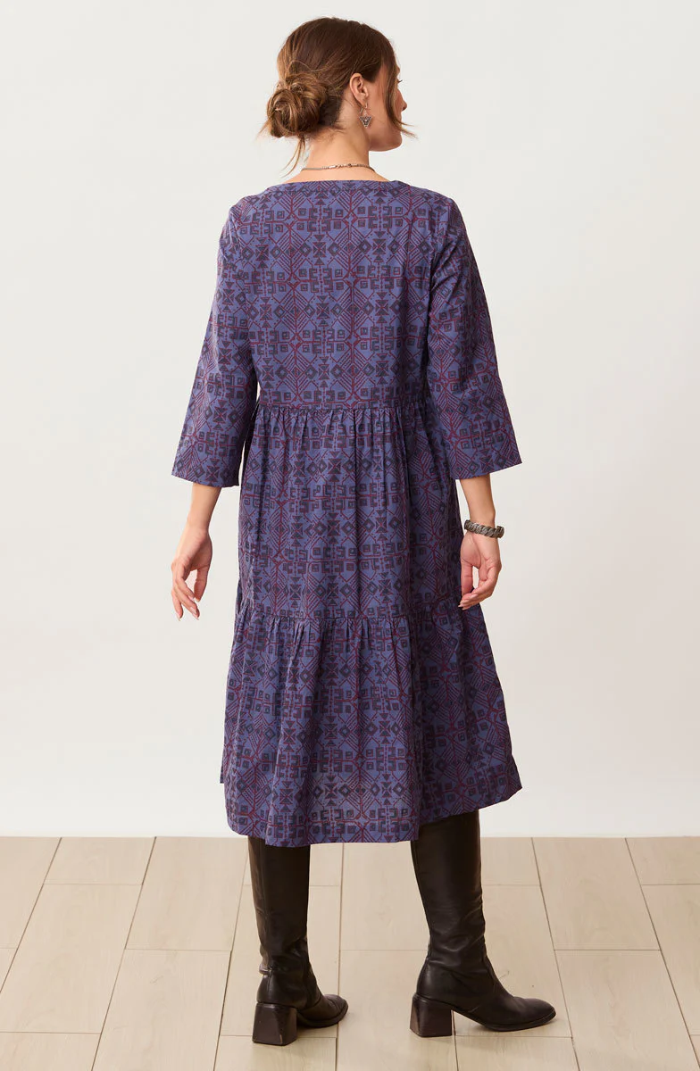 Kashvi Tiered Organic Cotton Midi Dress - Celestial/Multi - Image 5