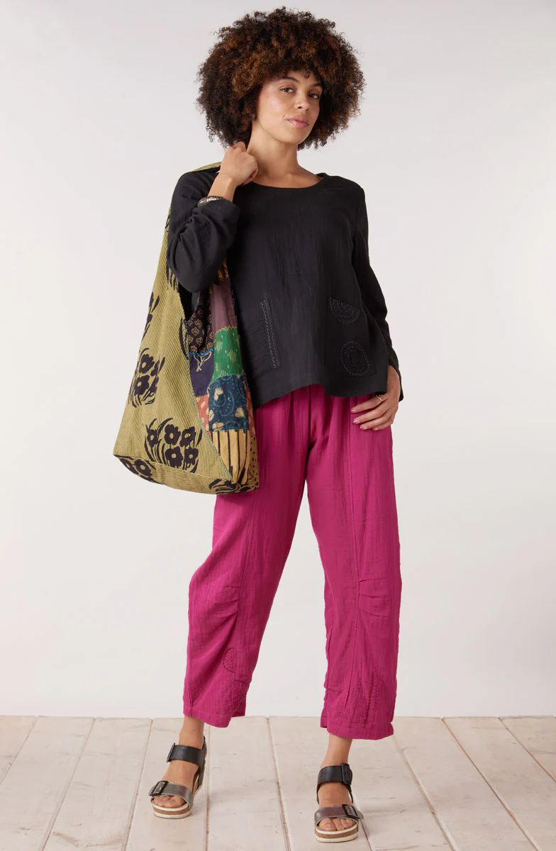 Kasuri Double Gauze Round-Neck Popover Top - Image 11