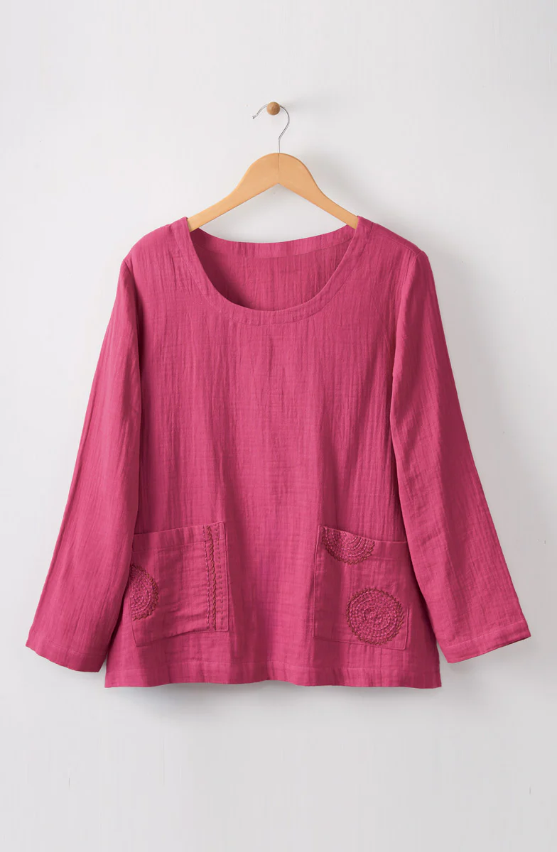 Kasuri Double Gauze Round-Neck Popover Top - Image 15