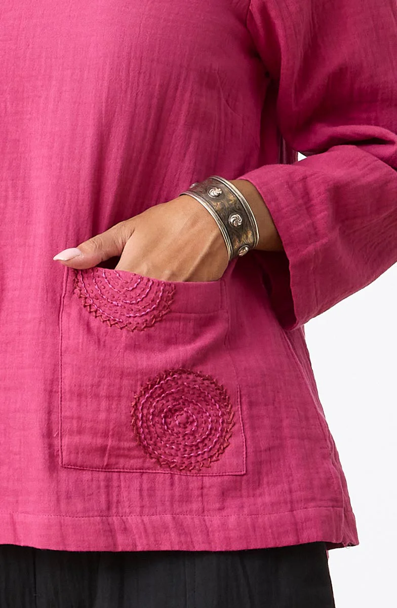 Kasuri Double Gauze Round-Neck Popover Top - Image 16