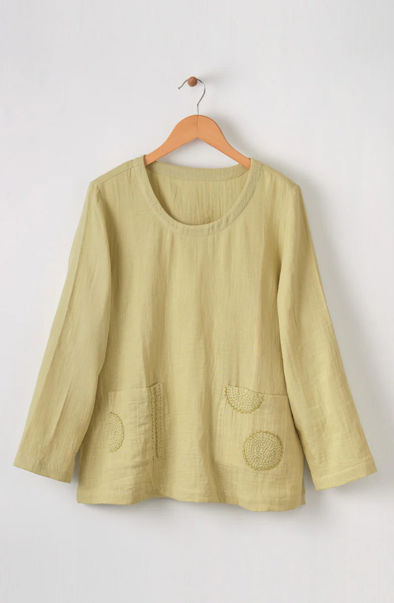 Kasuri Double Gauze Round-Neck Popover Top - Image 21