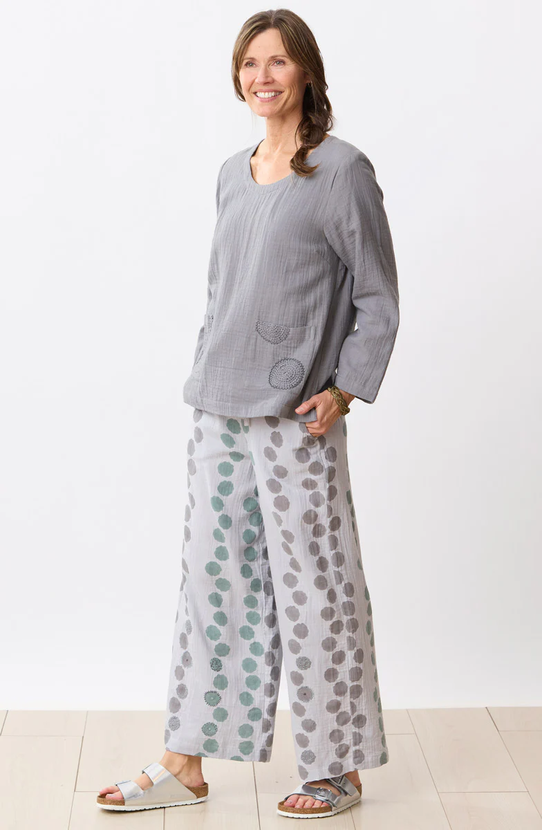 Kasuri Double Gauze Round-Neck Popover Top - Image 6