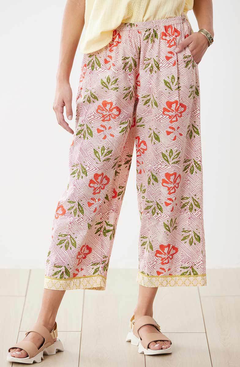 Kesari Organic Cotton Pull-On Crop Pant - Strawberry/Multi - Image 3