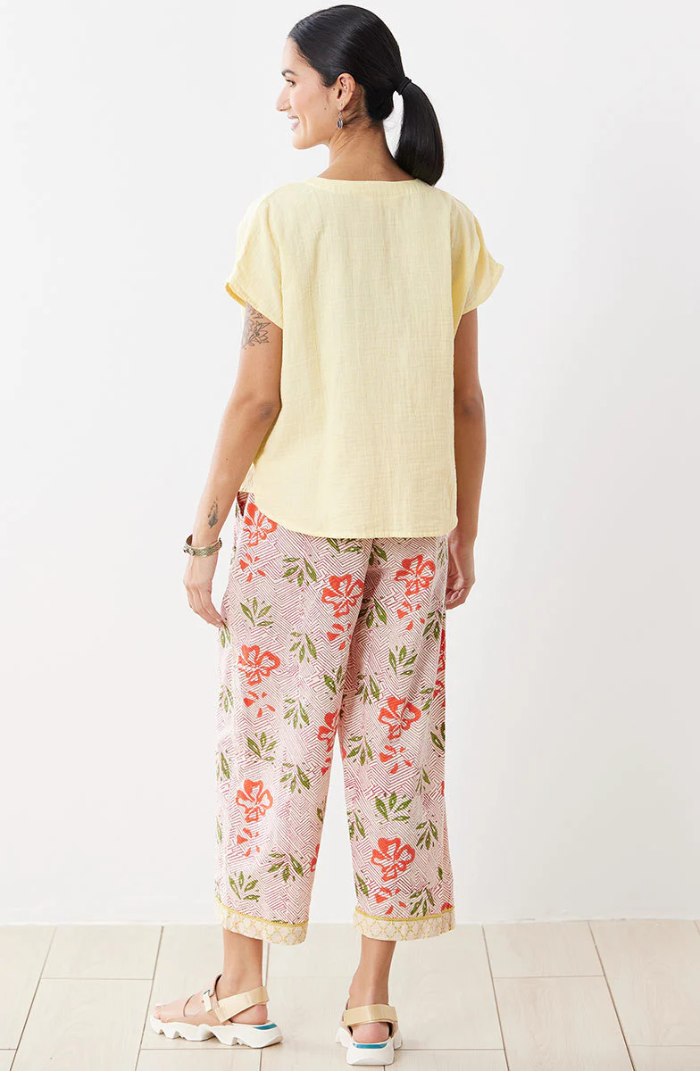 Kesari Organic Cotton Pull-On Crop Pant - Strawberry/Multi - Image 5