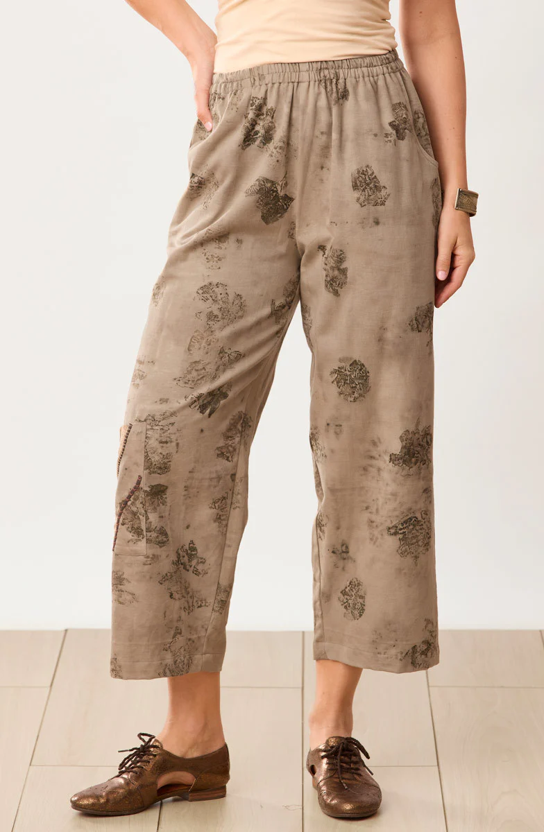 Kesari Cotton Twill Pull-On Crop Pant - Onion Peel - Image 3