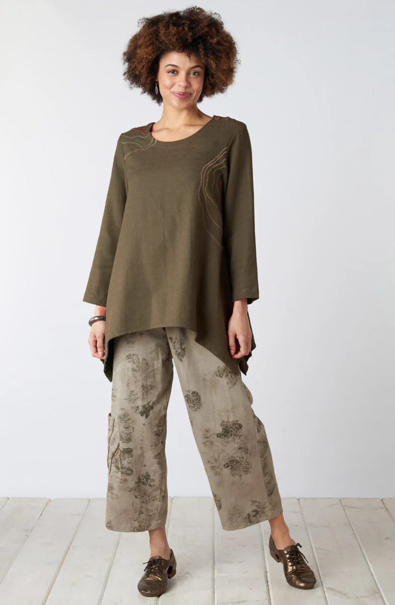 Kesari Cotton Twill Pull-On Crop Pant - Onion Peel - Image 5