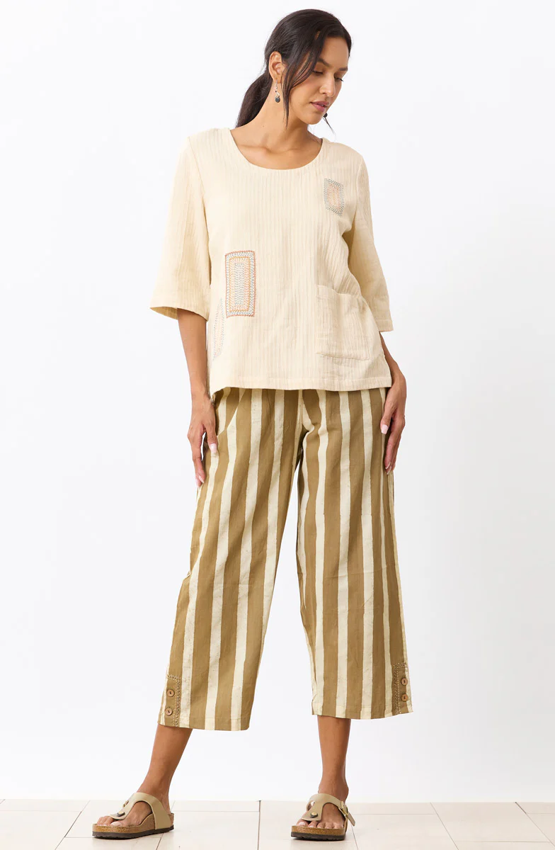 Kesari Pull-On Crop Pant - Straw - Image 4