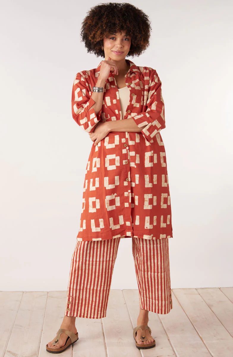 Kesari Pull-On Crop Pant - Fire red/Straw