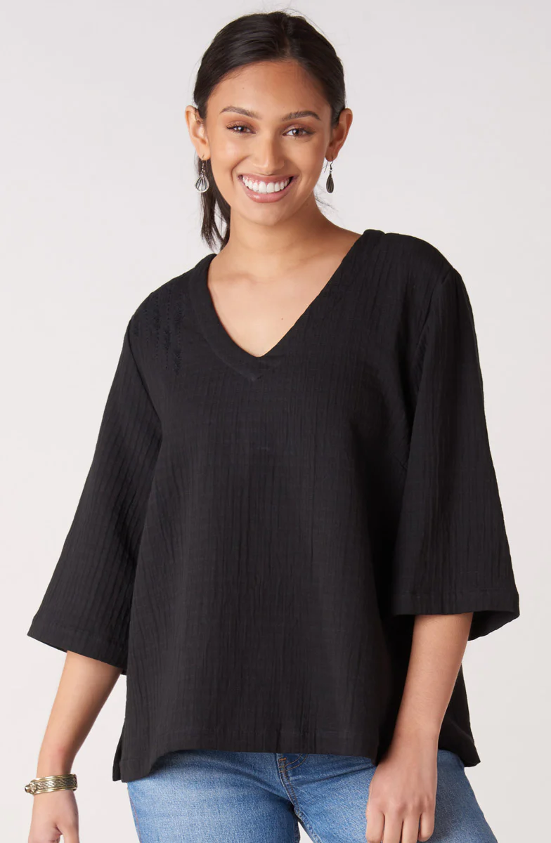 Kochi Dobby Gauze V-Neck Top - Image 10