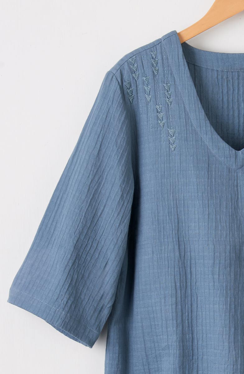 Kochi Dobby Gauze V-Neck Top - Image 3